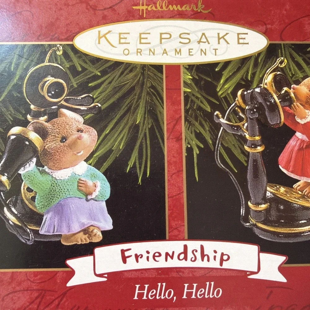Hallmark Ornament Christmas Friendship Hello Hello 1999 Holiday Set of 2 Vintage
